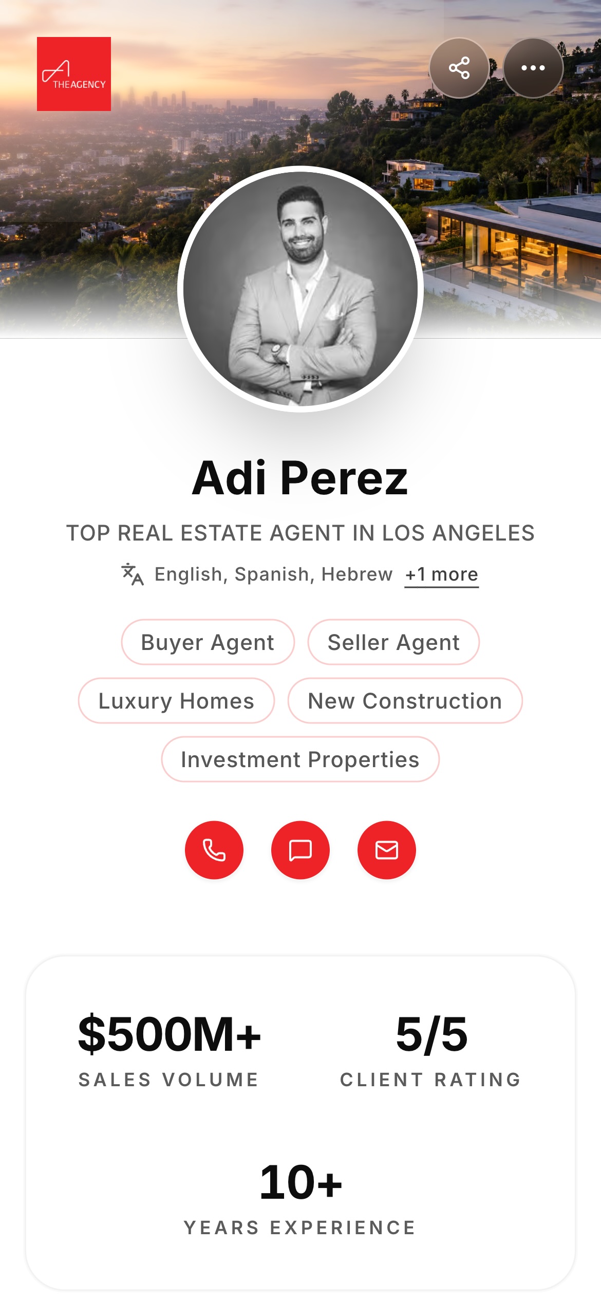 AgentsCard microsite on a mobile phone