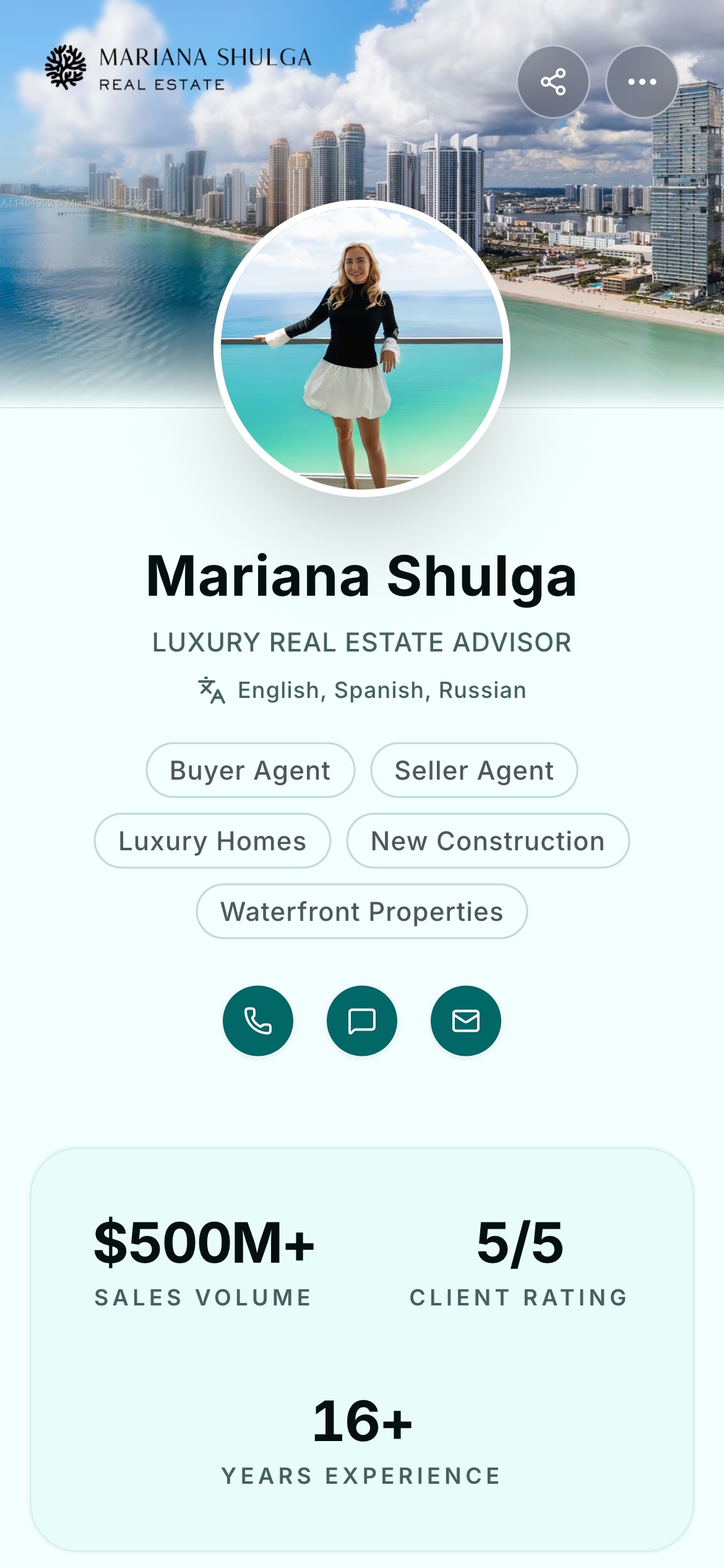 Mariana Shulga's AgentsCard microsite