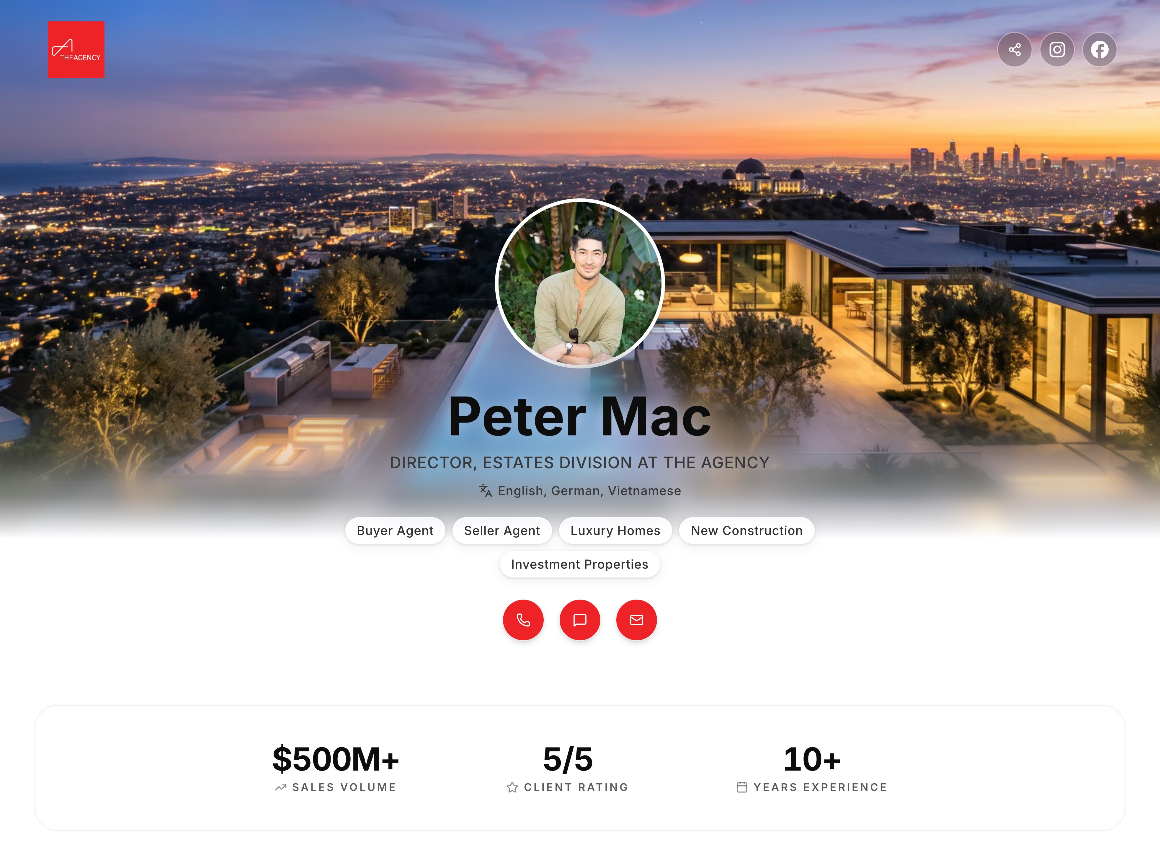 Peter Mac's AgentsCard microsite