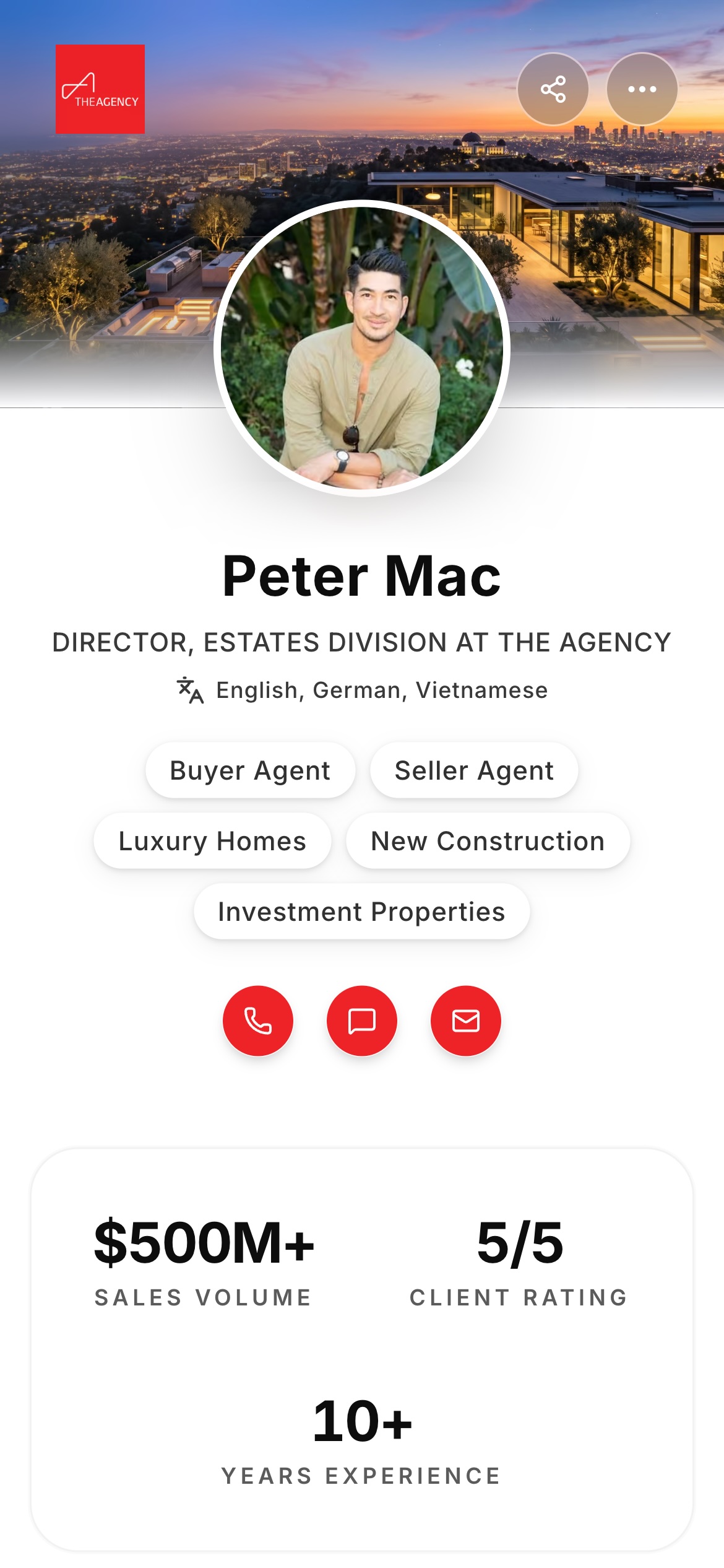 Peter Mac's AgentsCard microsite